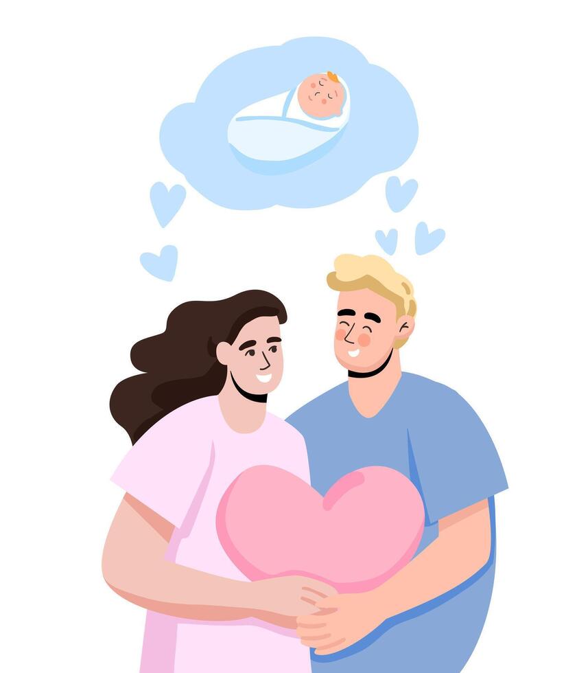 the couple thought about a family and a child. hand drawn illustration vector