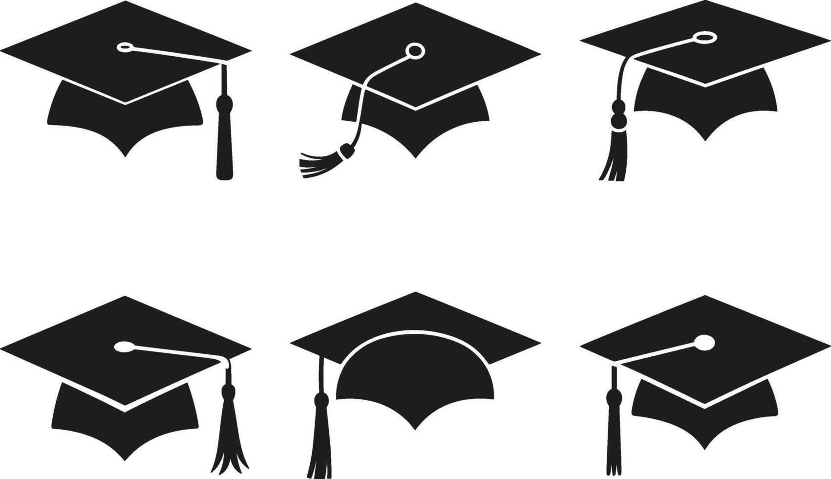 Graduation Cap Silhouette Collection - Academic for Back to School vector