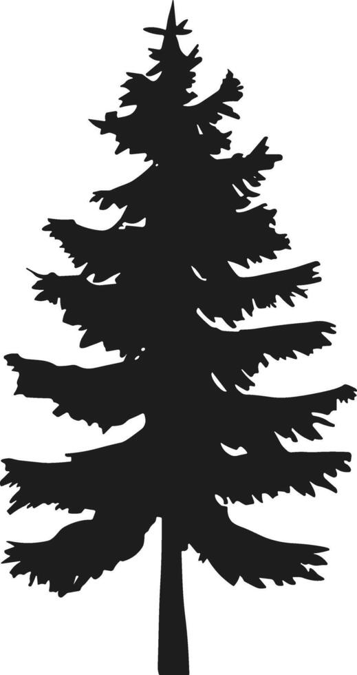 Tall Pine Tree Silhouette - Black Evergreen Forest Tree Illustration for Outdoor and Nature Designs vector