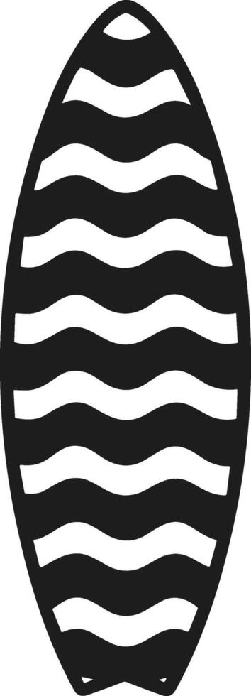 Wavy Pattern Surfboard Silhouette Illustration vector