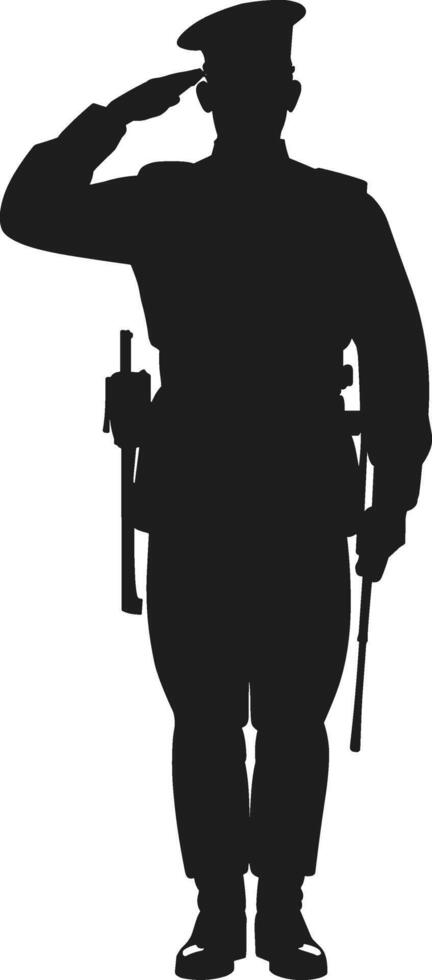 Armed American Soldier Saluting Silhouette - Illustration for Independence Day and Patriotic Tributes vector