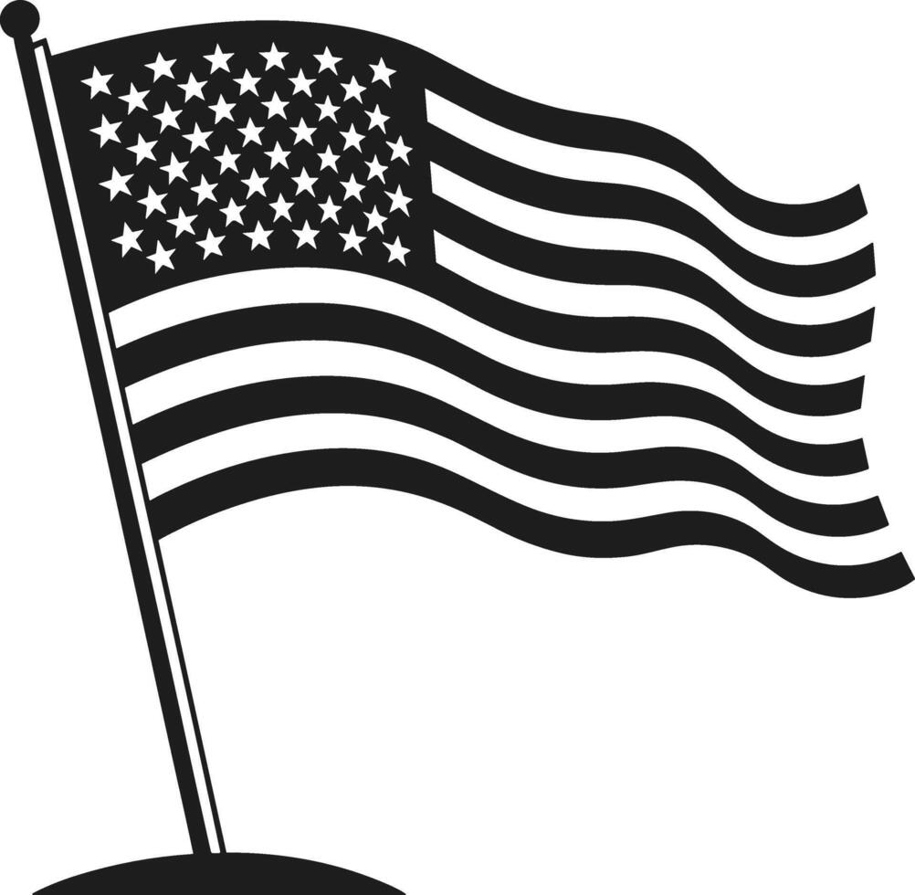 USA Flag Silhouette on Stand - Patriotic Symbol for Independence Day vector