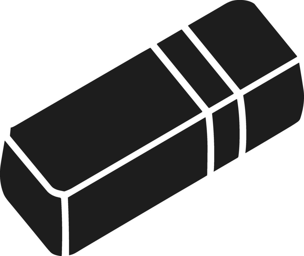 Rounded Edge Eraser Silhouette - Minimalist Isometric School Supply vector