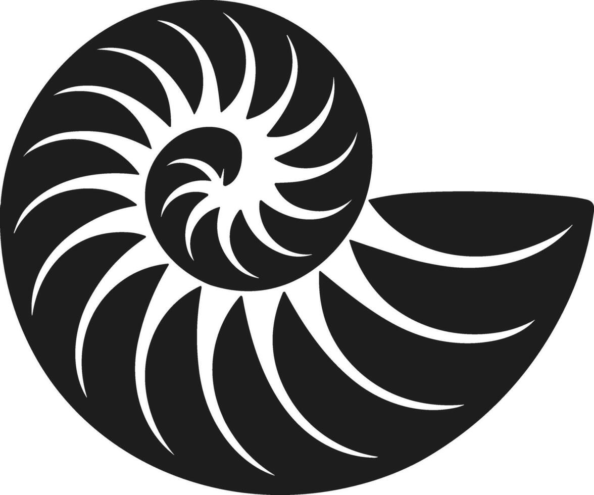 Stylized Nautilus Shell Silhouette - Abstract Marine Spiral Design vector