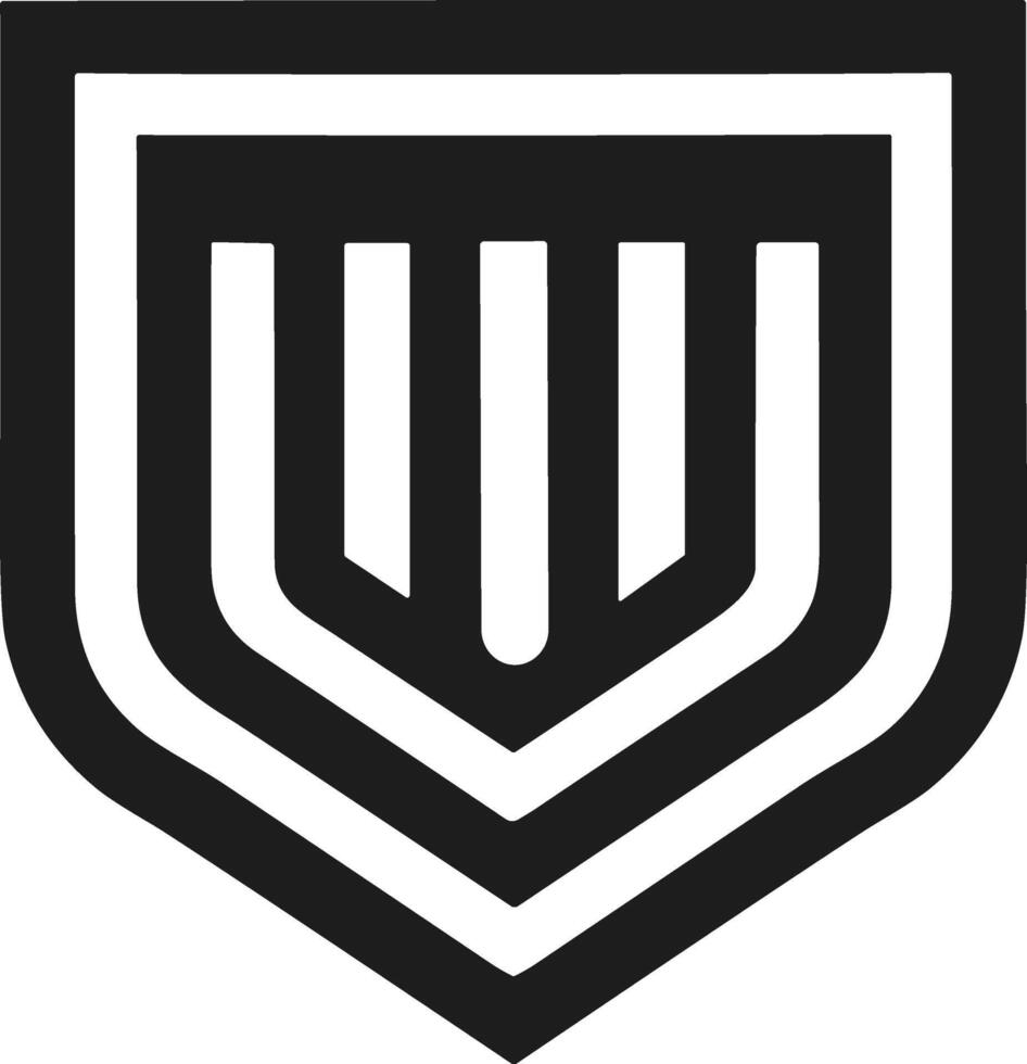 Shield Emblem Silhouette - Bold Security Badge Symbol Design vector