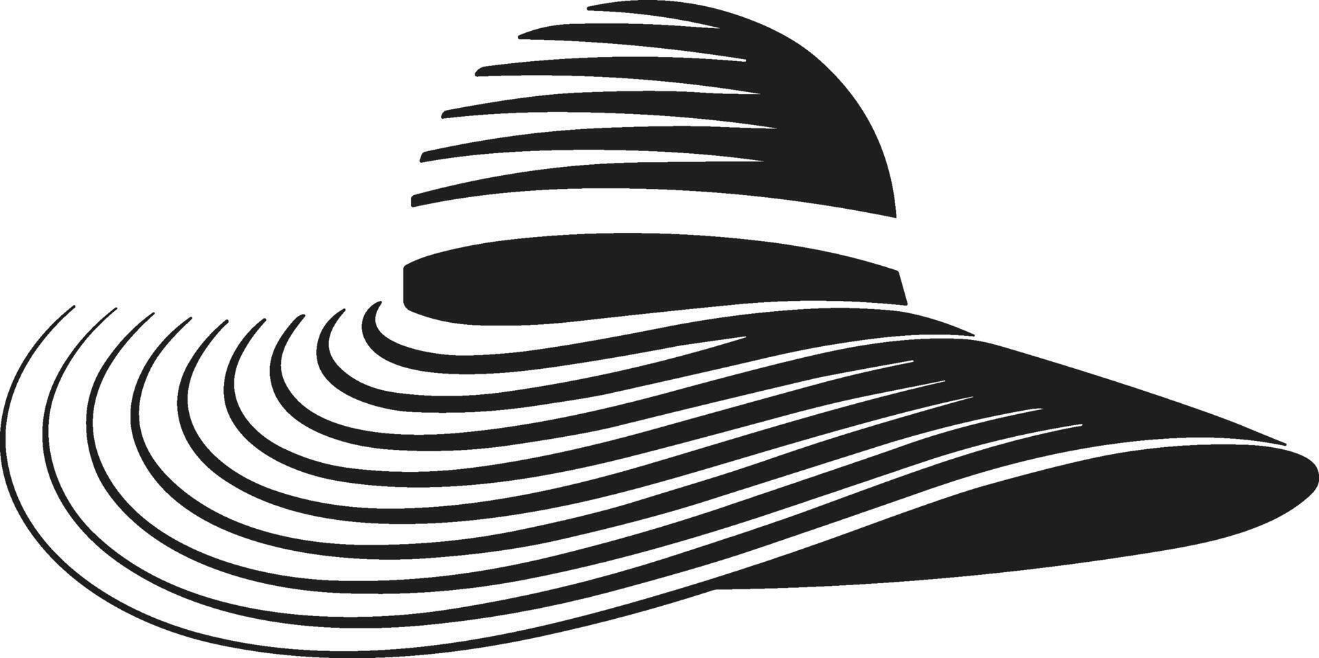 Stylish Wide-Brim Sun Hat Silhouette Illustration vector