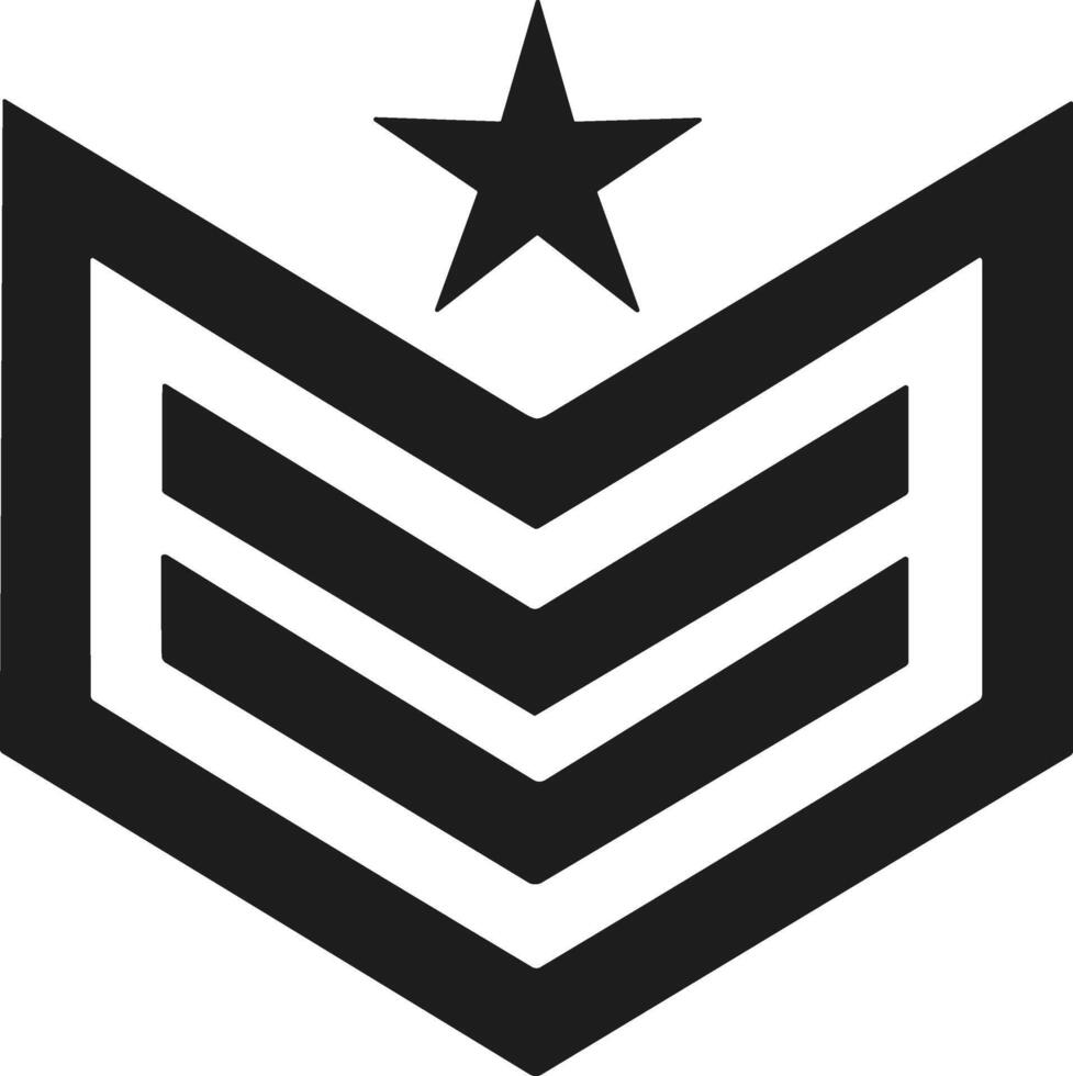 Military Rank Badge Silhouette - Chevron Emblem with Star Icon vector