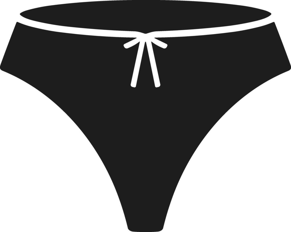 Women's Bikini Brief Silhouette - Black Underwear with Bow Design vector