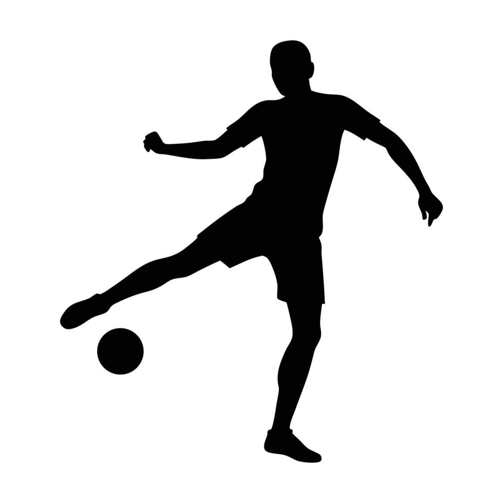 silhouette of a soccer player kicking the ball vector