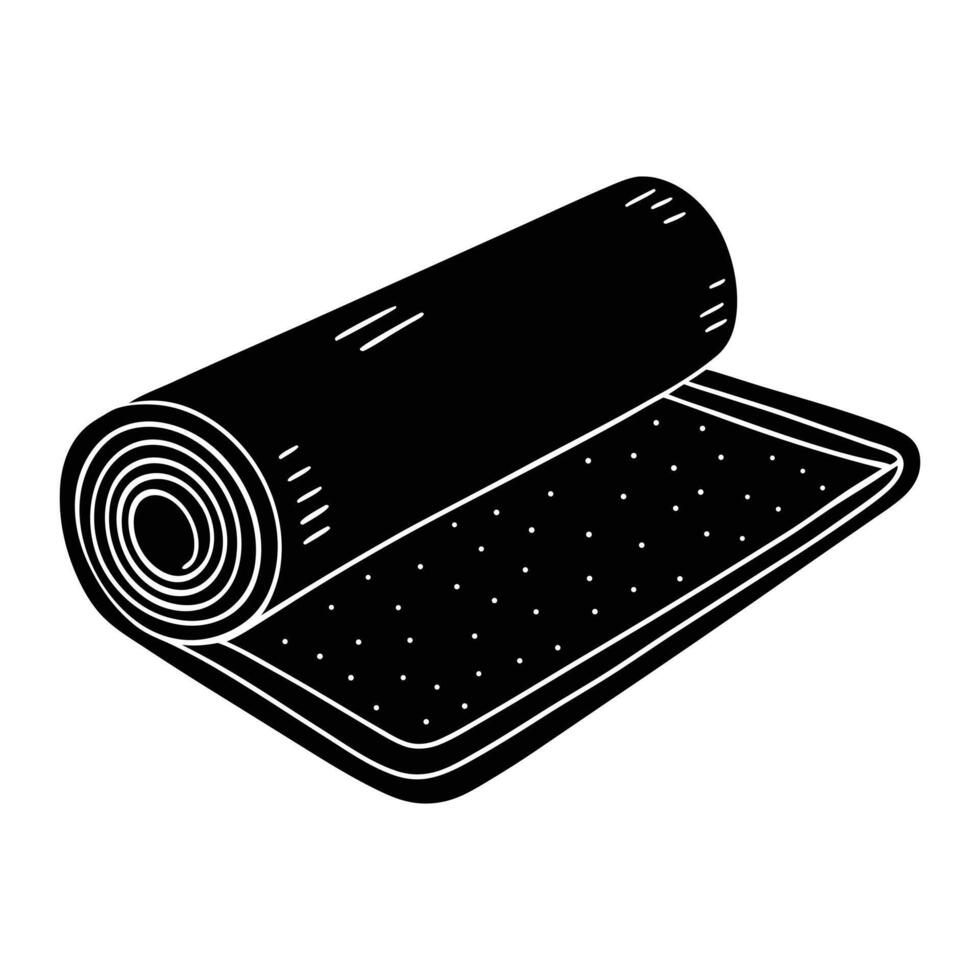 a black and white illustration of a rolled up mat vector