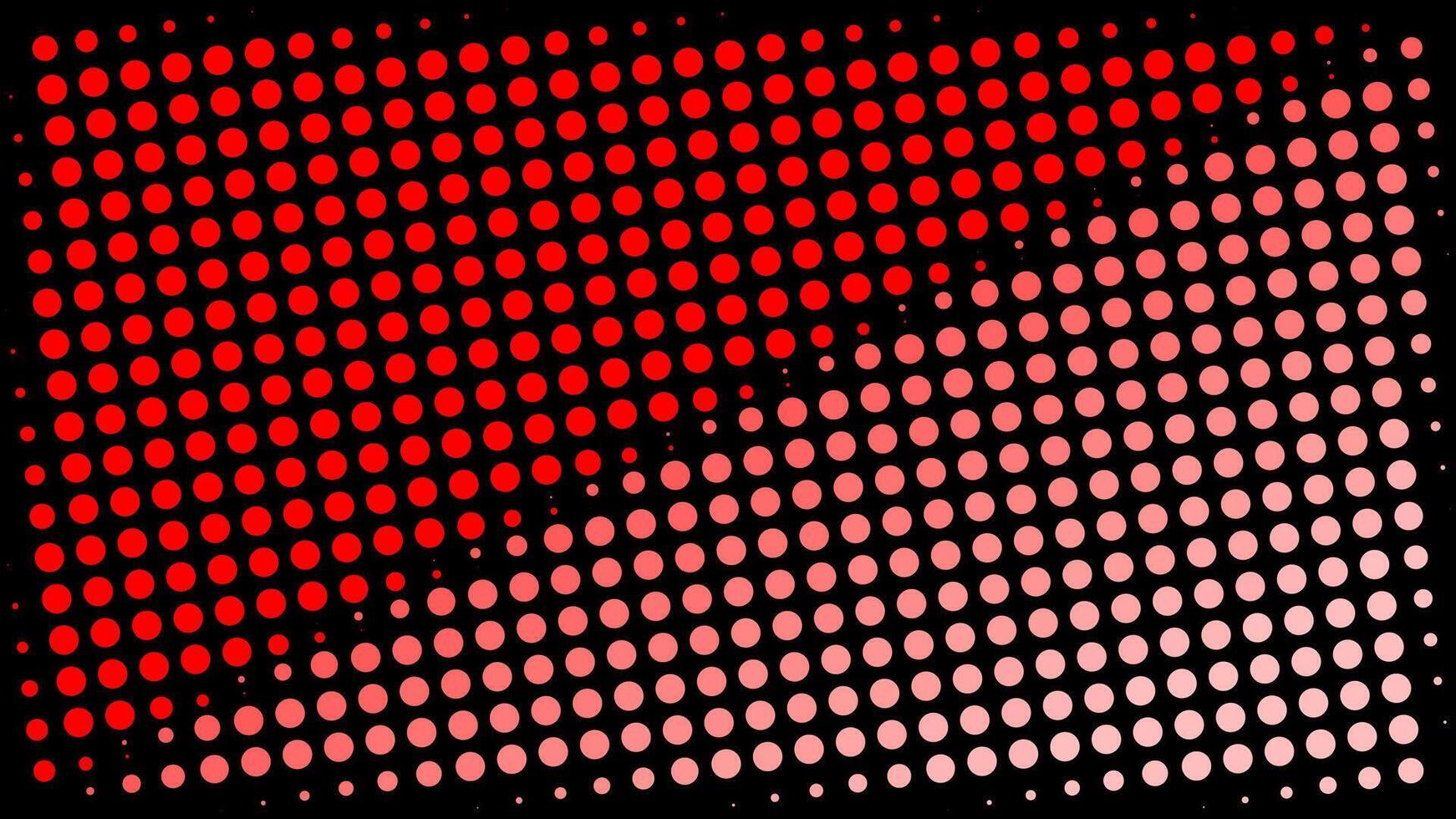 Dynamic halftone background featuring a striking red dot pattern with a gradient transition on a black canvas. Perfect for pop art designs, retro aesthetics, or bold digital displays. vector
