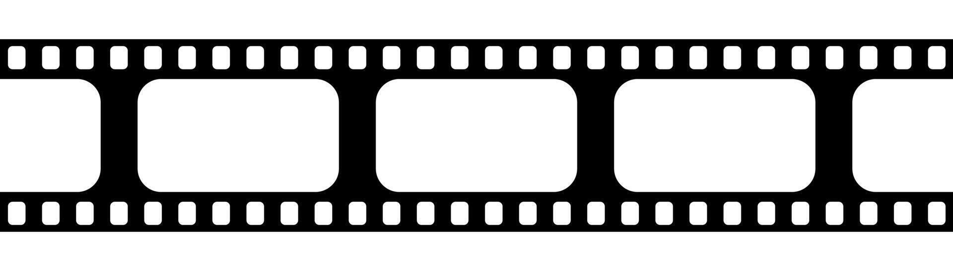 Classic movie film strip with empty frames, perfect for cinematic themes, editing concepts, or nostalgic design projects. A versatile border or background element vector