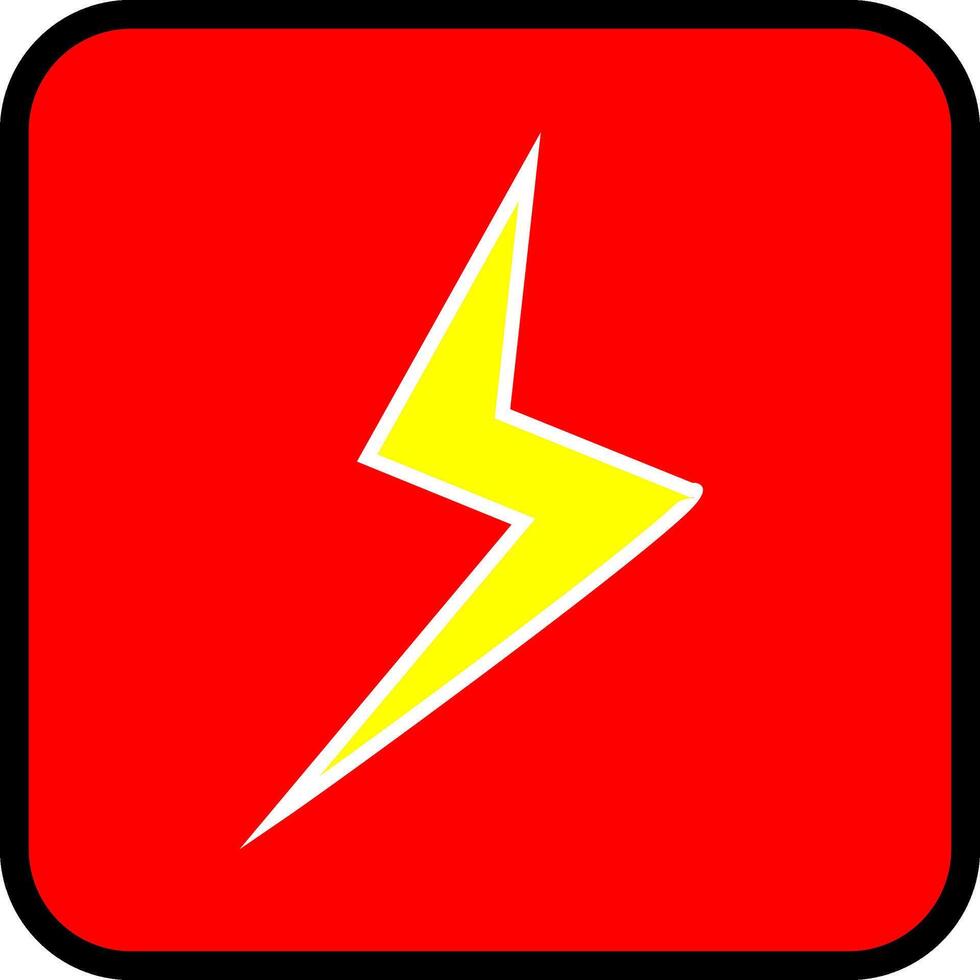 Punctuate designs with a striking yellow lightning bolt on a bold red background, perfect for conveying concepts of speed, energy, power, and urgent alerts. eye catching graphic for diverse uses vector