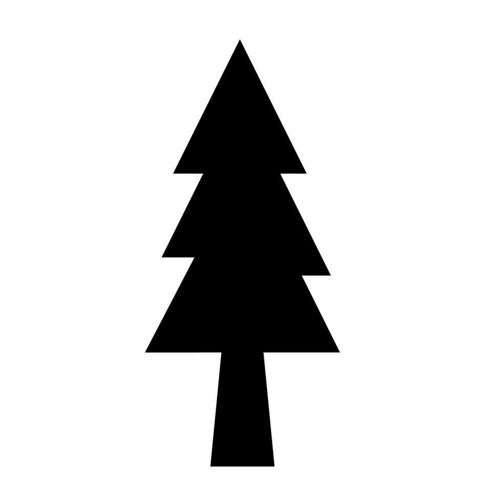 Minimalist black silhouette of a pine tree, ideal for nature themed designs, environmental concepts, or festive holiday graphics. A versatile symbol for outdoors, growth, and natural landscapes vector