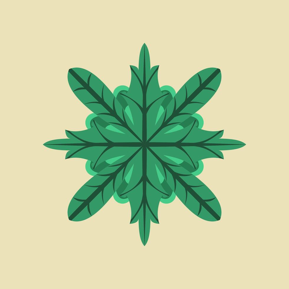 green botanical arrangement, perfect for depicting nature, growth, and organic patterns. symmetrical leaf design offers a modern, decorative element suitable for eco friendly or wellness themes vector