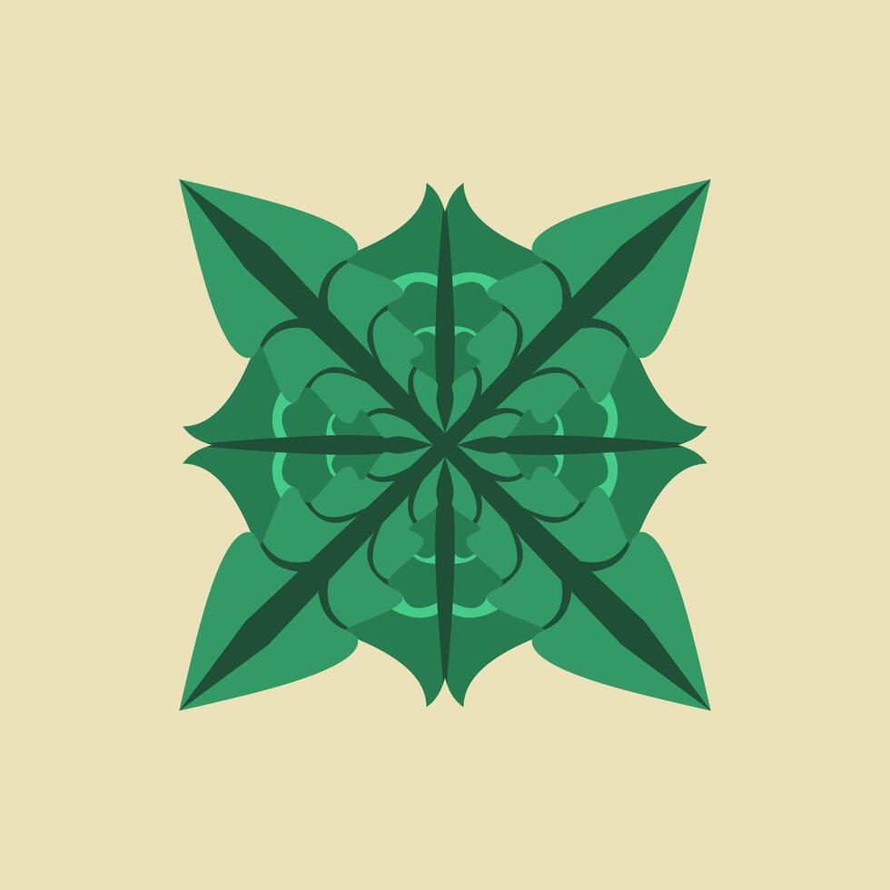 green botanical pattern, suggesting a stylized flower or mandala. for organic, nature inspired, or eco conscious designs, offering a harmonious and decorative element with rich natural tones vector