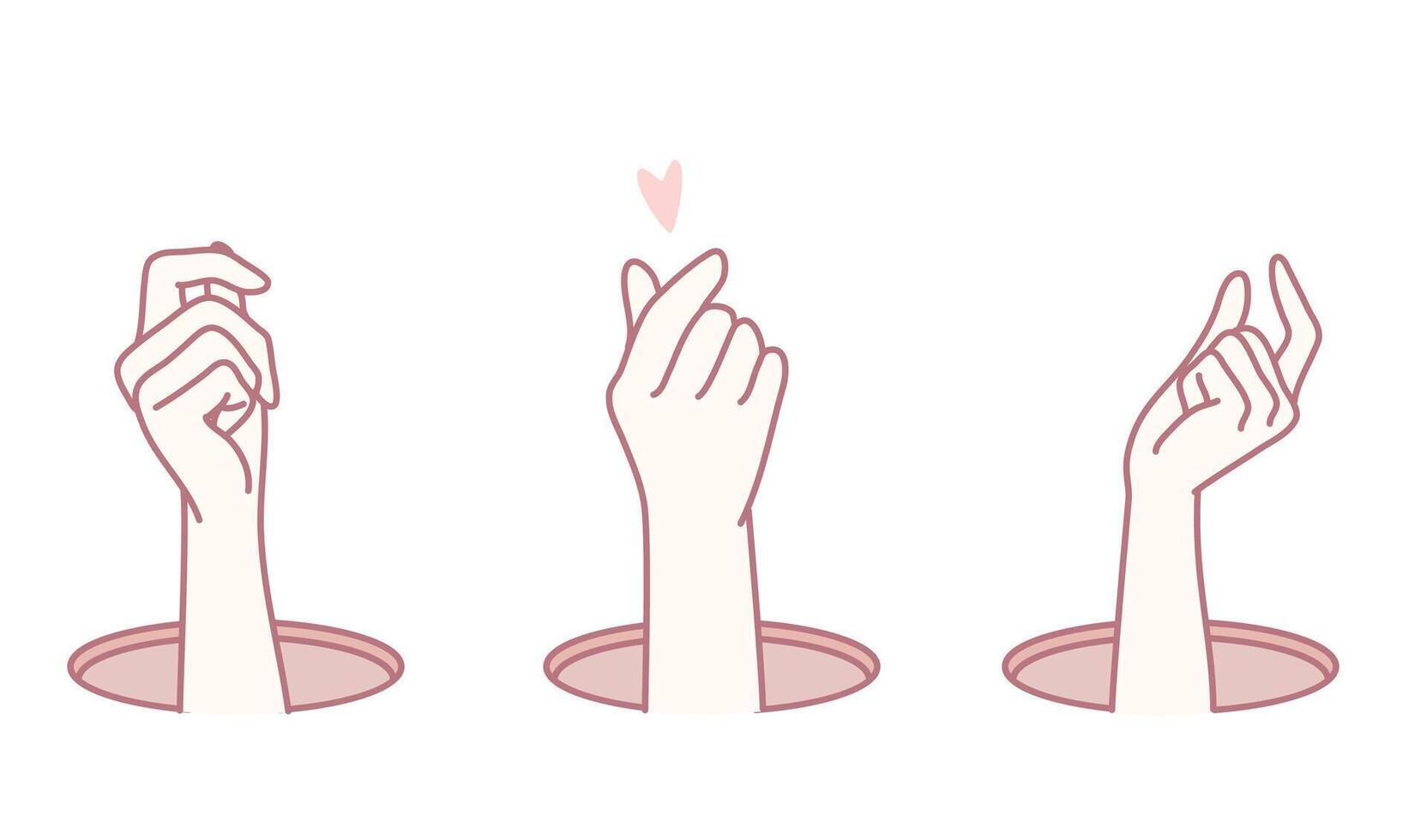 An Artistic Illustration Depicting Hands Signaling Affection, Connection, and Warmth vector