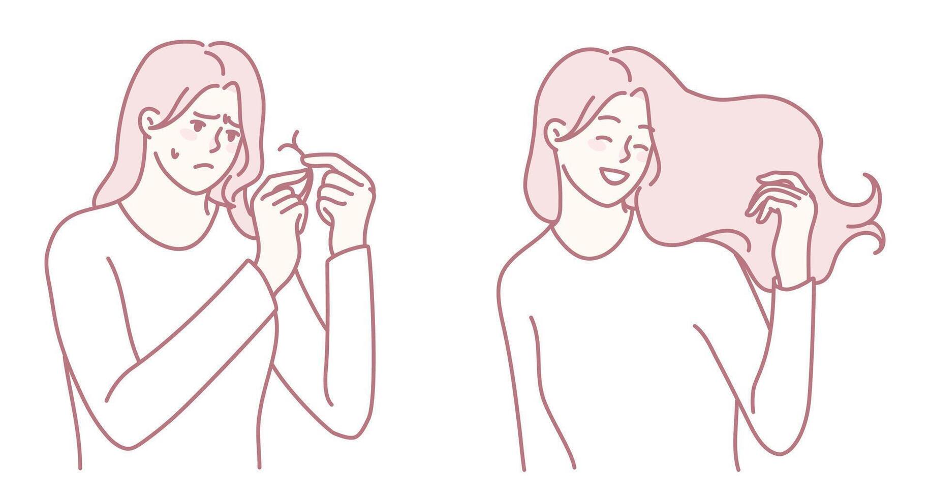 The Contrast of Emotions Exploring Hair Care and Meaningful SelfCare Moments in Life vector