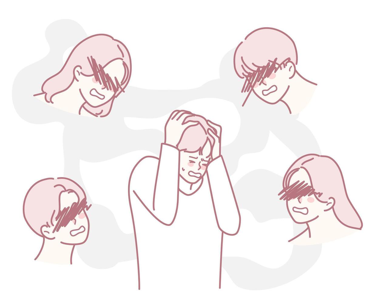 Struggling with Overwhelming Thoughts and Voices in the Mind and Emotions is Challenging vector