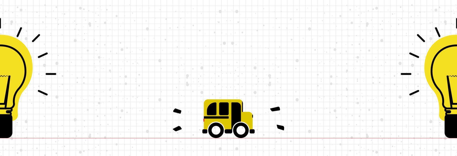 Checkered background with school bus. vector
