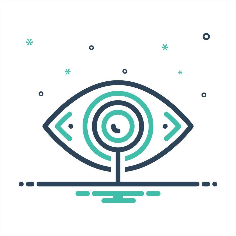 Mix icon investigateinvestigate ,supervising ,monitoring, invigilate ,explore, look over ,inspect ,observer, watcher, eye vector