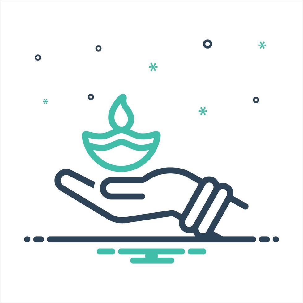 Mix icon diya on hand vector