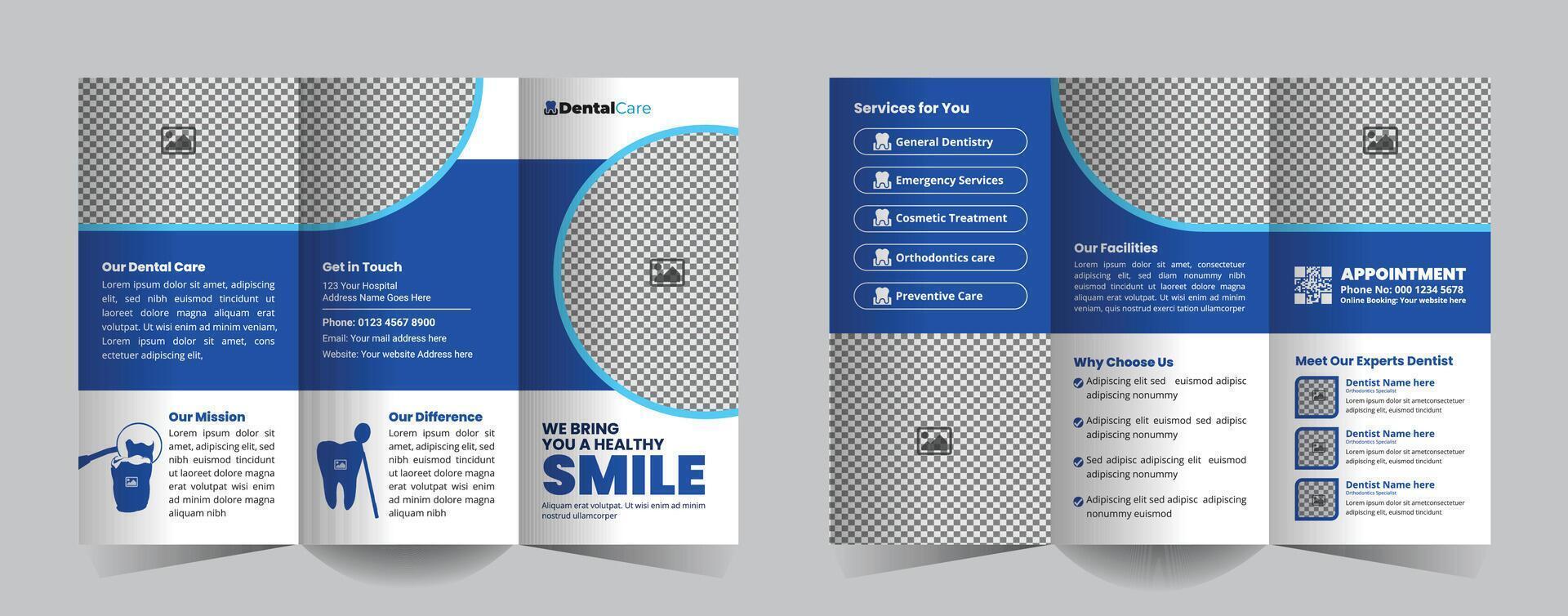 Trifold Brochure Design for Dental Health Services vector