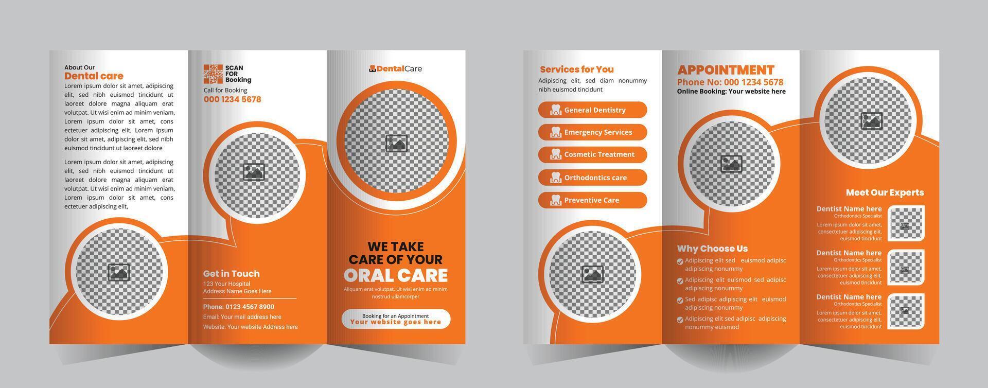 Brochure for dental care services vector