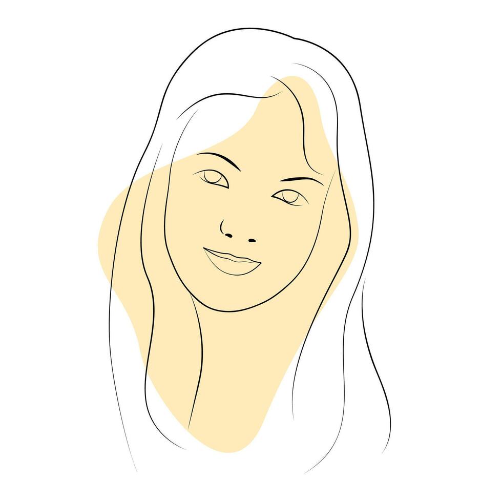 beautiful girl outline portrait vector