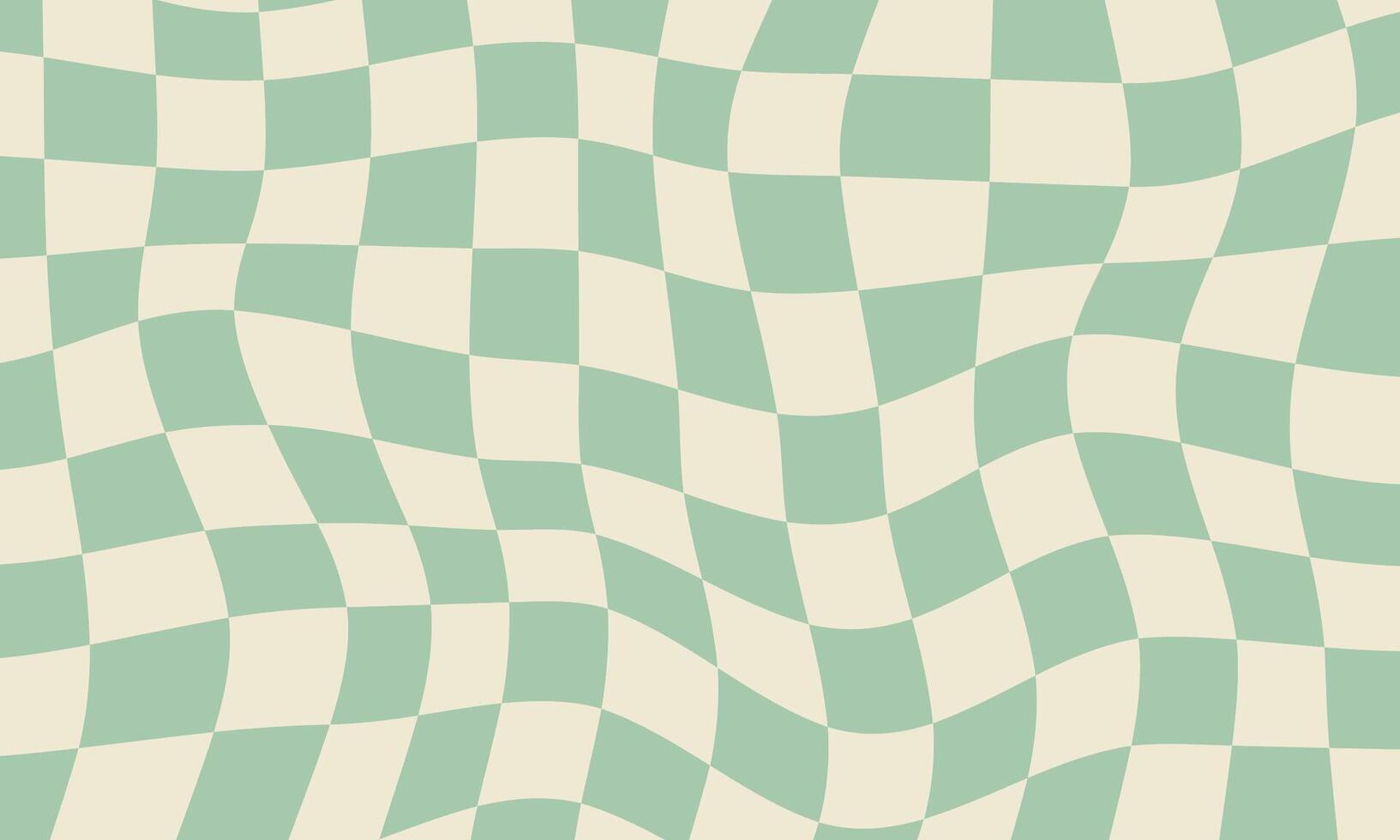 Abstract retro background with wavy checkerboard in warm vintage green tones. Psychedelic groovy design inspired by 70s aesthetics, perfect for posters, print, banners, social media graphics. vector