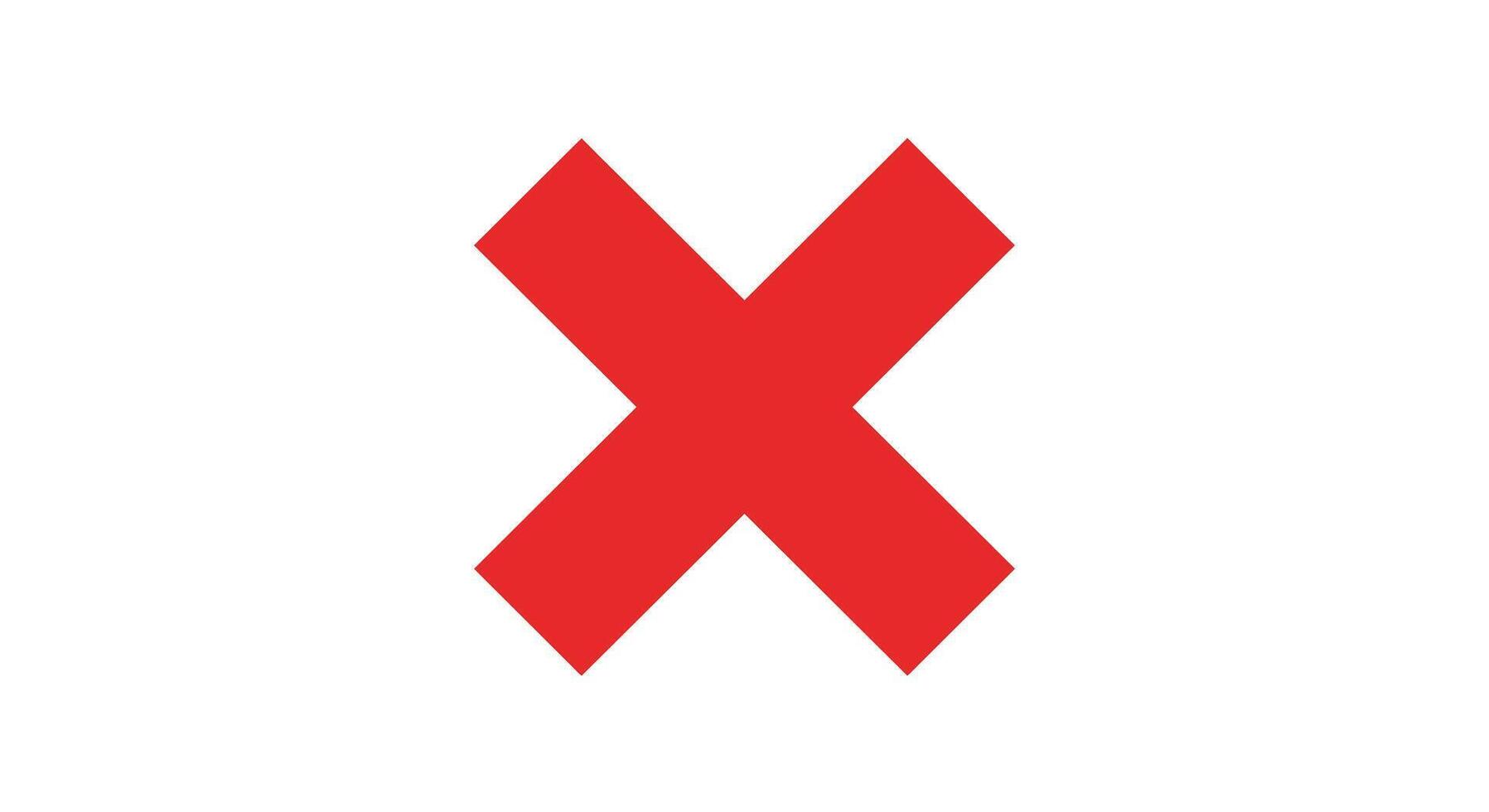 A red x with a white background vector