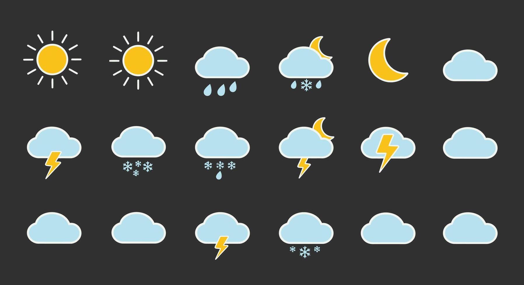 Weather icons set on a black background vector