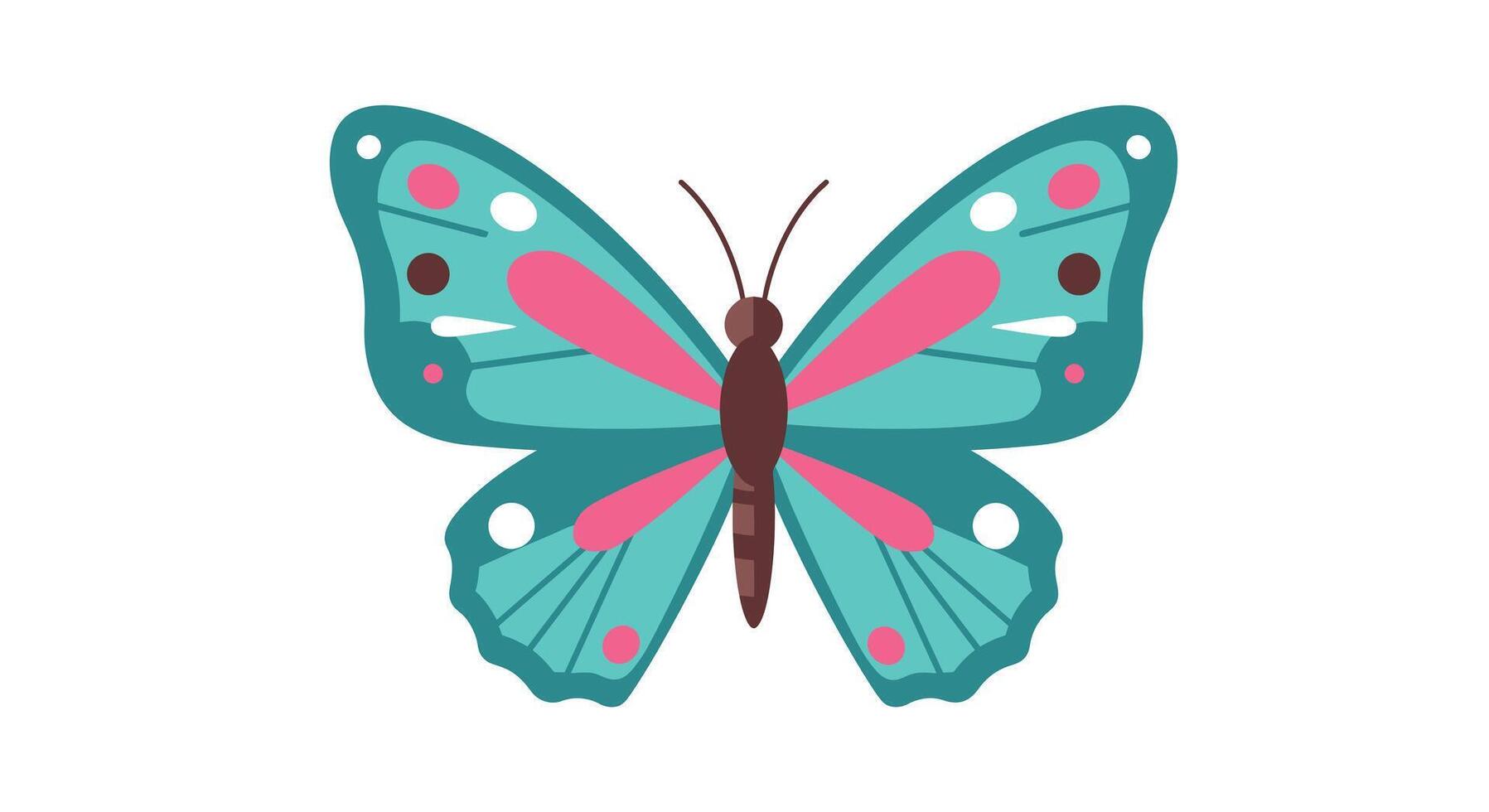a butterfly with pink and blue wings vector