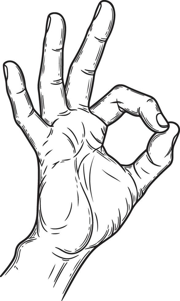 Vintage Illustration of a Hand Forming OK Gesture vector