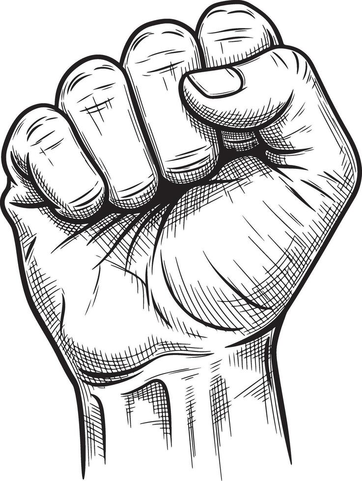 Vintage Illustration of a Clenched Fist in Classic Stipple Engraving Style vector