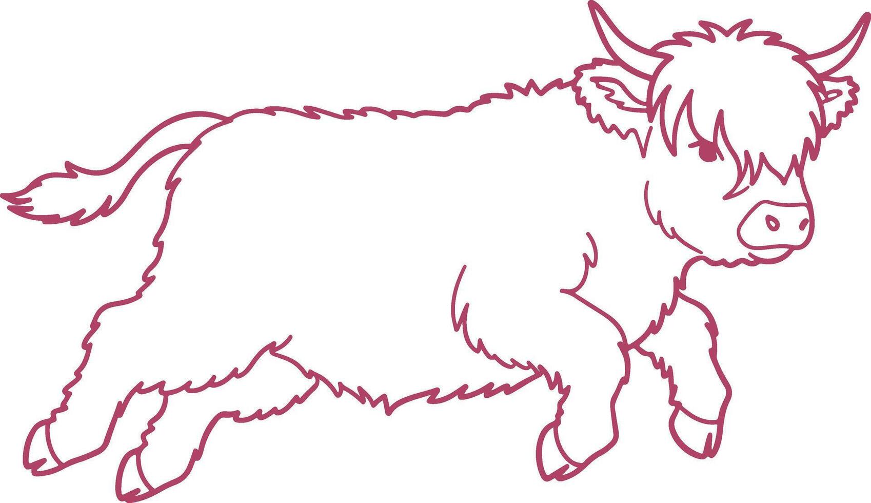 Fluffy Baby Highland Cow Hand-Drawn Calf Clipart with Rustic Country Charm vector