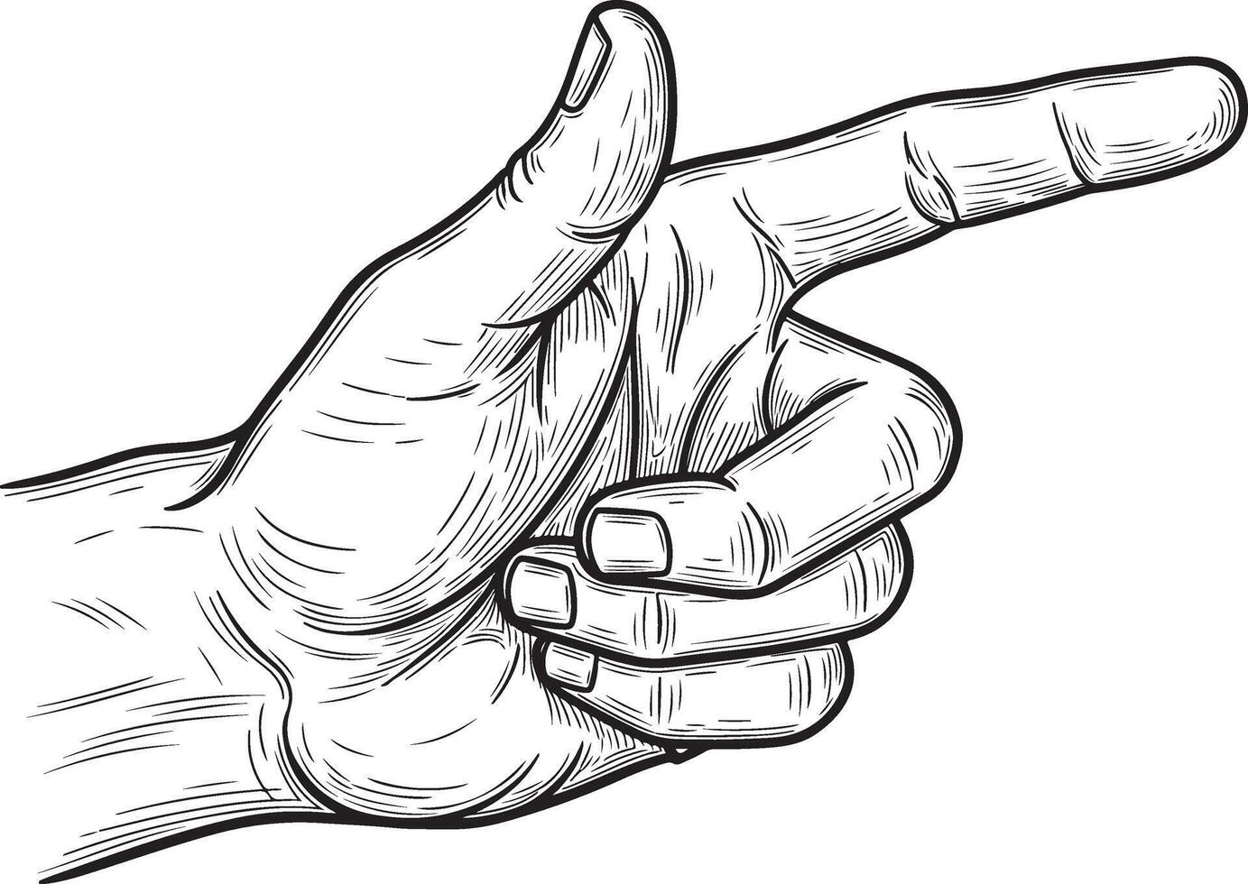 Vintage Illustration of a Pointing Hand in Classic Stipple Engraving Style vector