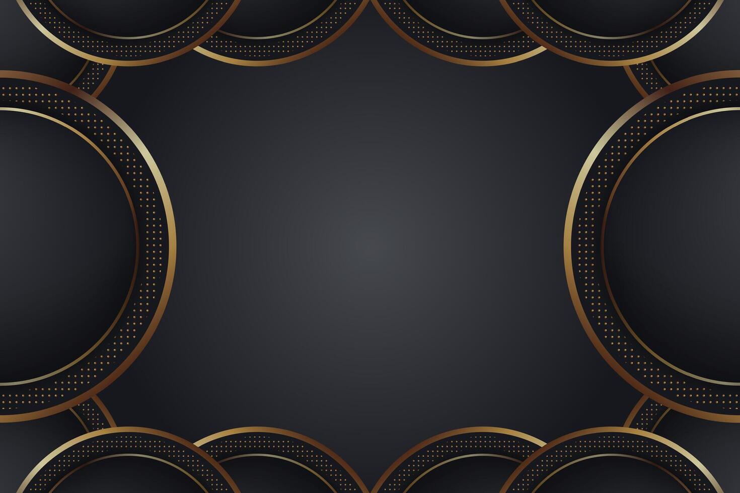 Black and gold circular frame design vector