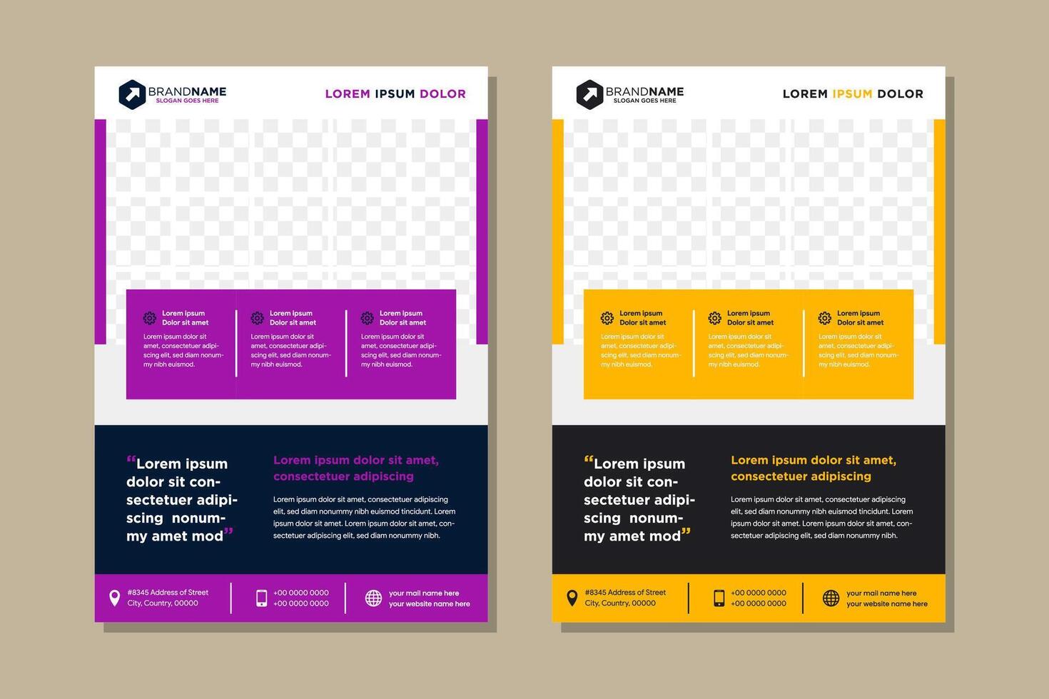 Gradient Purple color with Gradient Orange accent flyer template vector