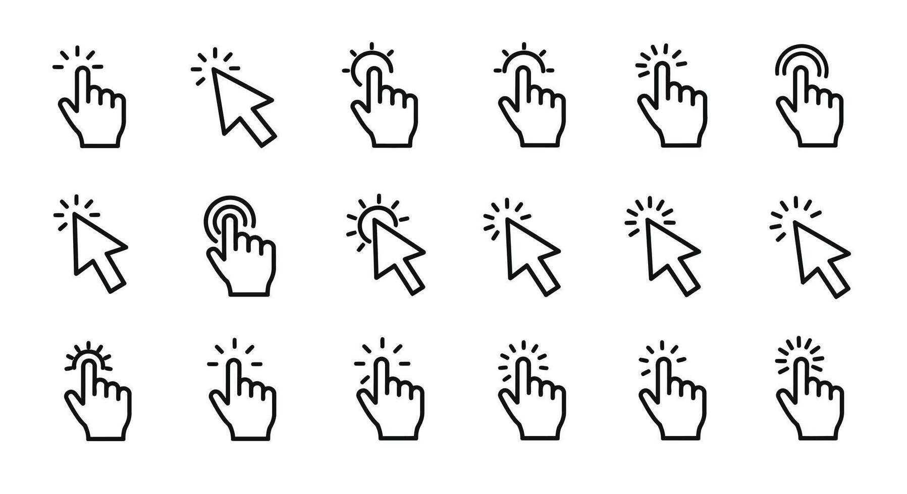 A set of hand pointing icons on a white background vector