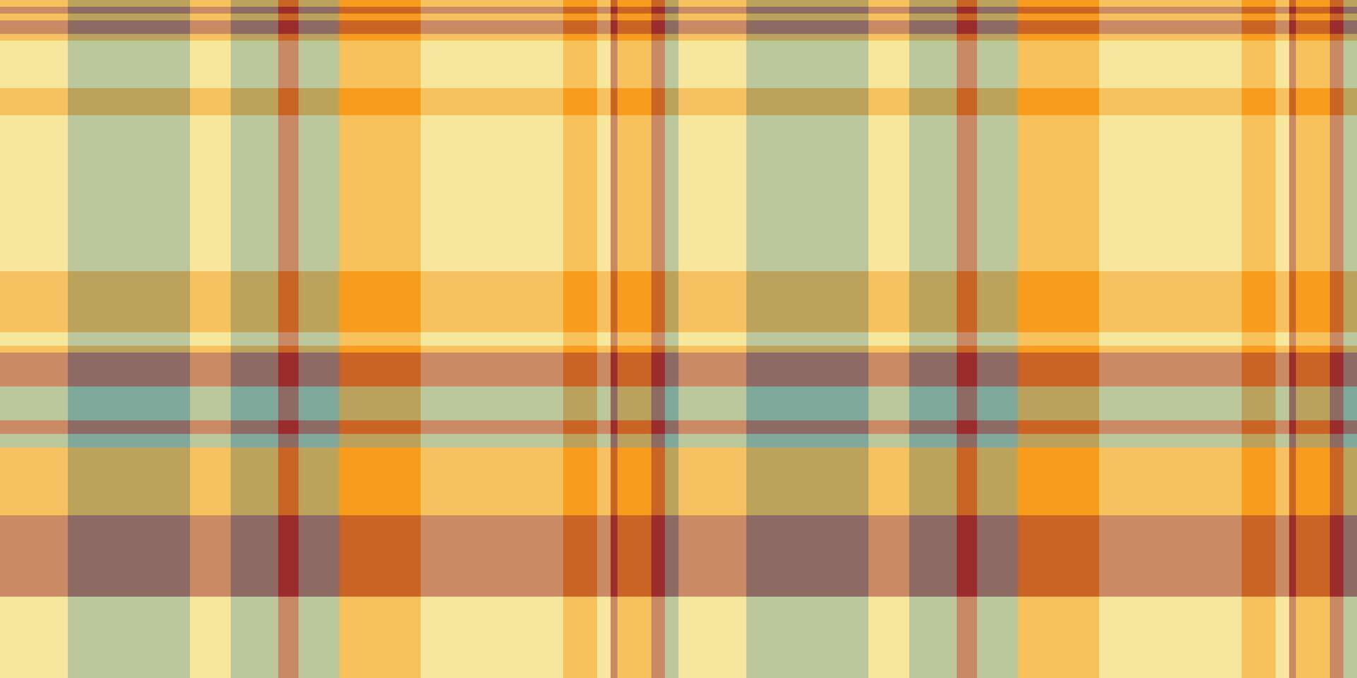 Close-up textile background fabric, front seamless plaid pattern. Teenager check texture tartan in amber and orange colors. vector