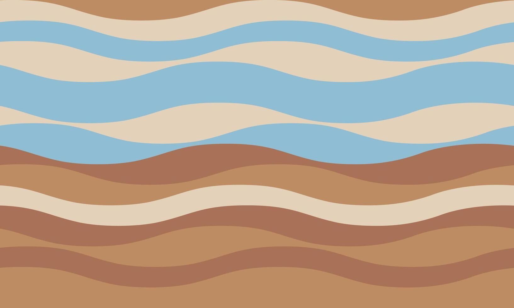 Abstract wavy stripes in calming earth tones and sky blue create a serene, minimalist design. Perfect for website backgrounds, social media, or print projects needing a tranquil, modern aesthetic. vector