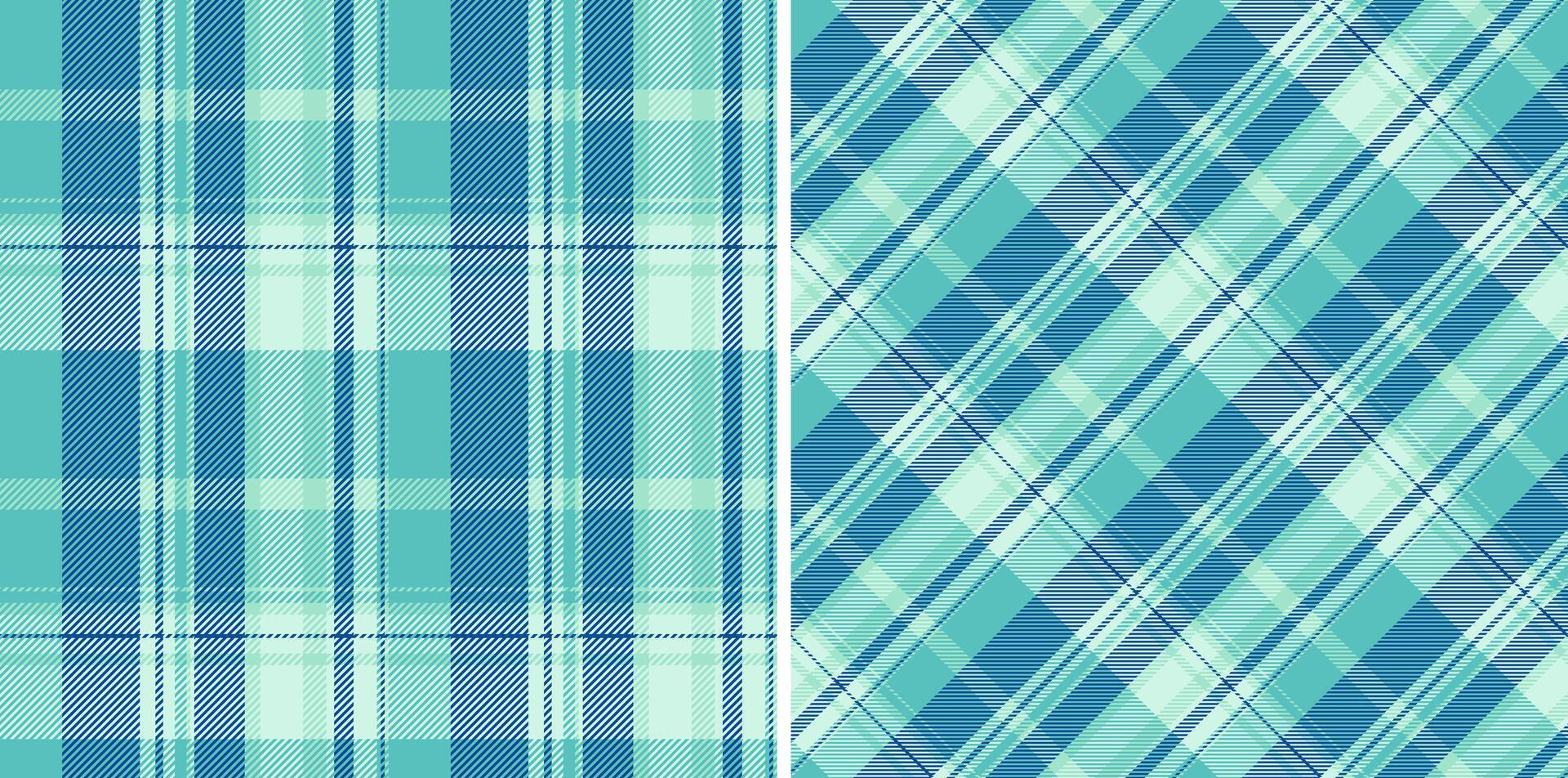 Check tartan background of textile plaid with a seamless fabric texture pattern. Set in sea colors for clothing style trends. vector