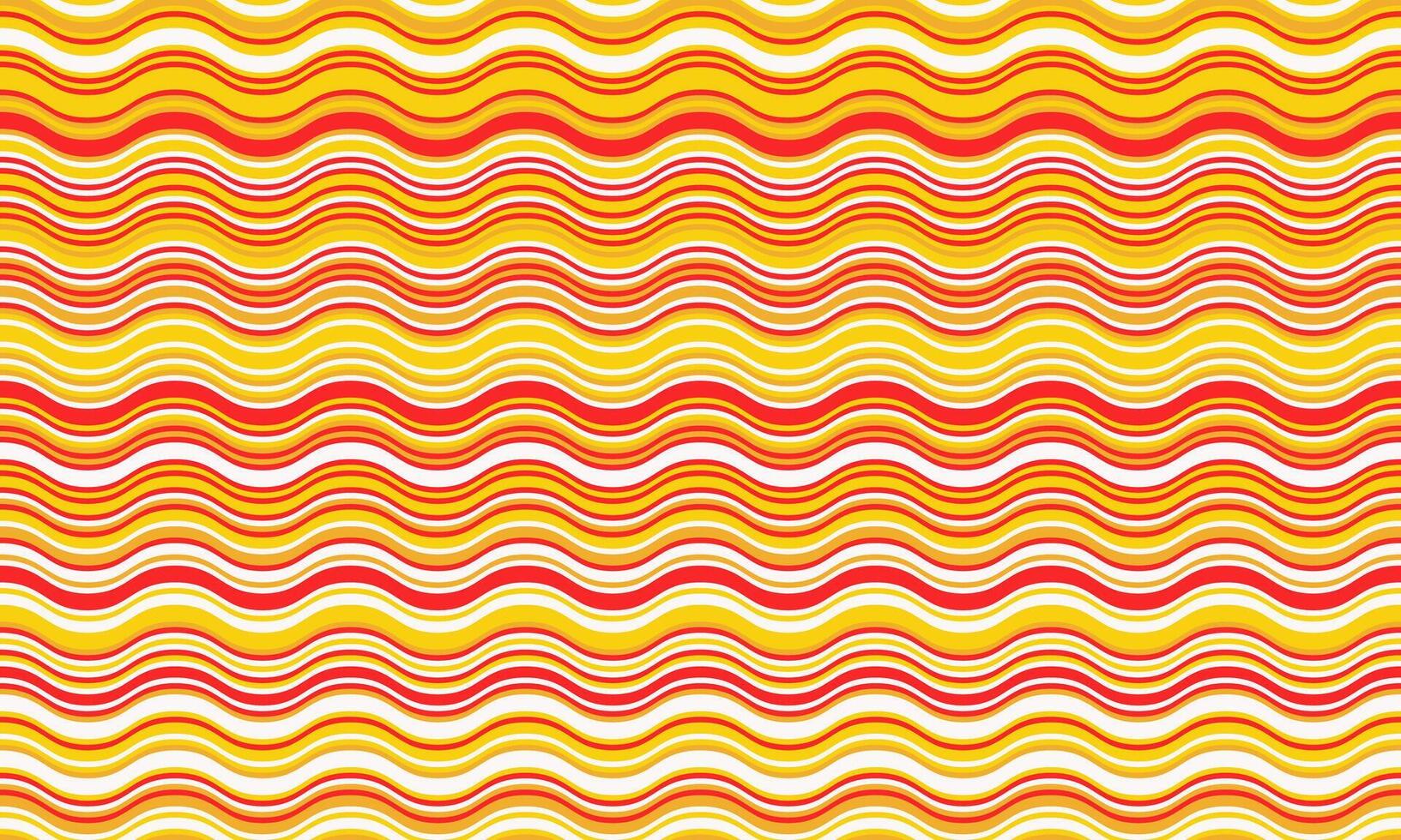 Vibrant wavy stripes in warm yellow, orange, and red create an energetic, optimistic pattern. Perfect for backgrounds, website designs, textile prints, or any project needing a playful, summery feel. vector