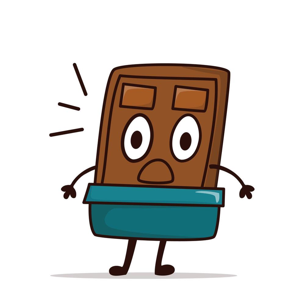 Scared chocolate character shocked and terrified of being eaten vector