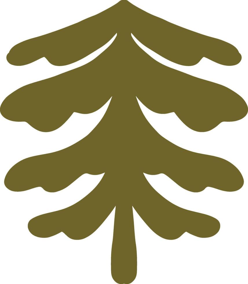 Simple hand-drawn abstract pine tree in olive green vector