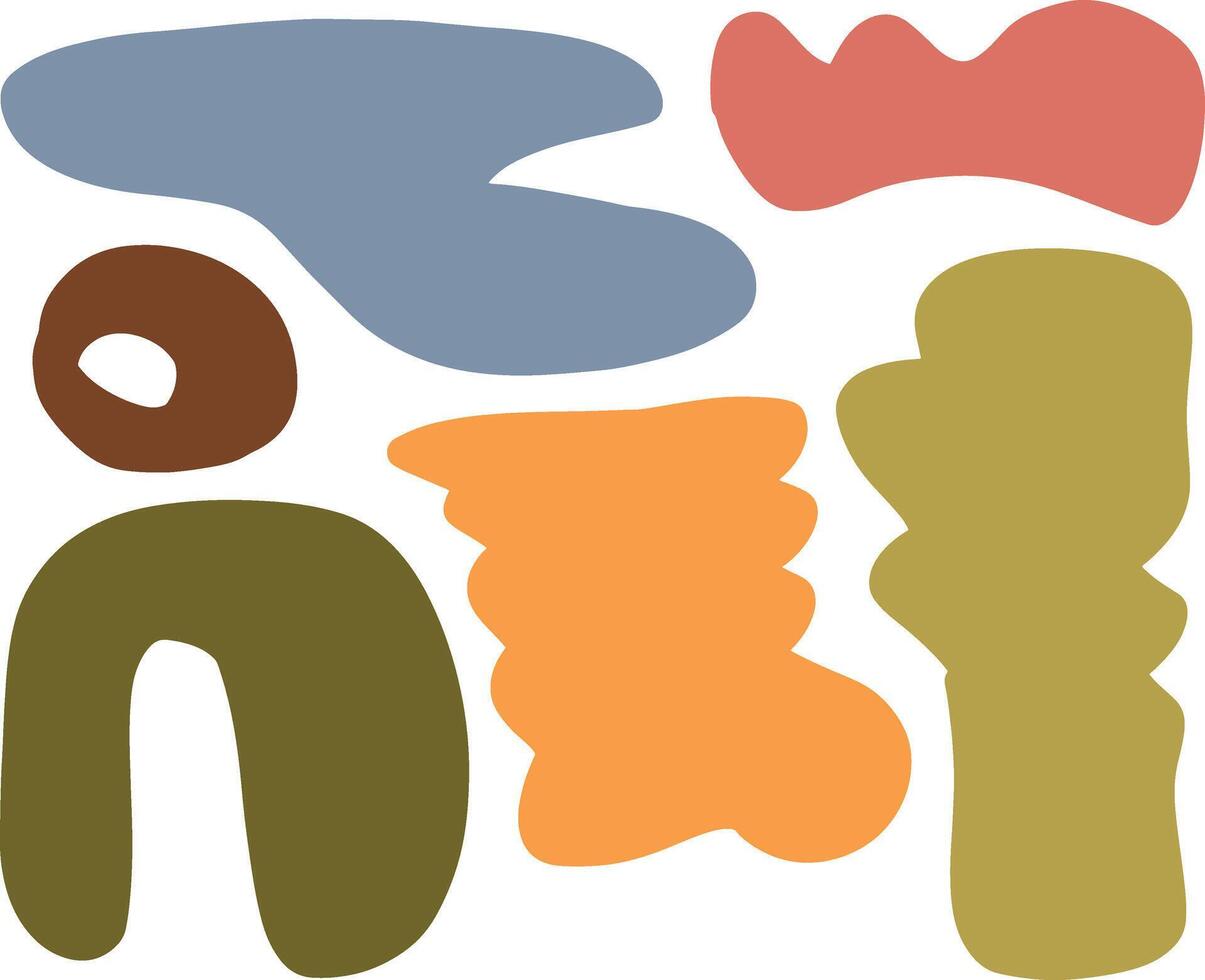 Colorful abstract organic shapes in earthy and warm tones vector