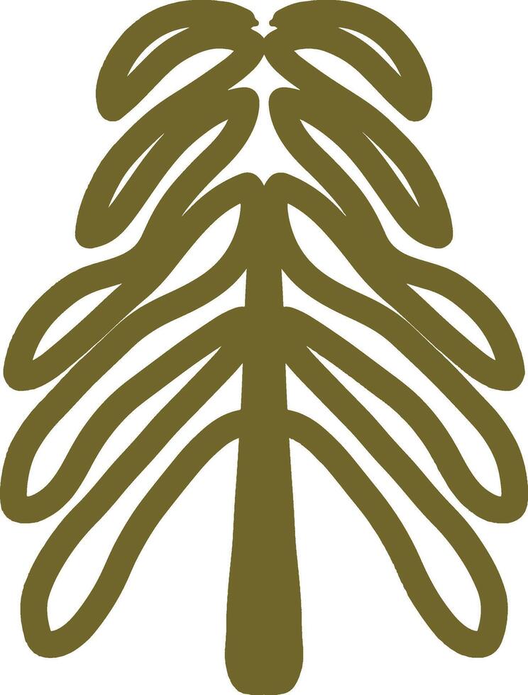 Hand-drawn abstract brown pine tree vector