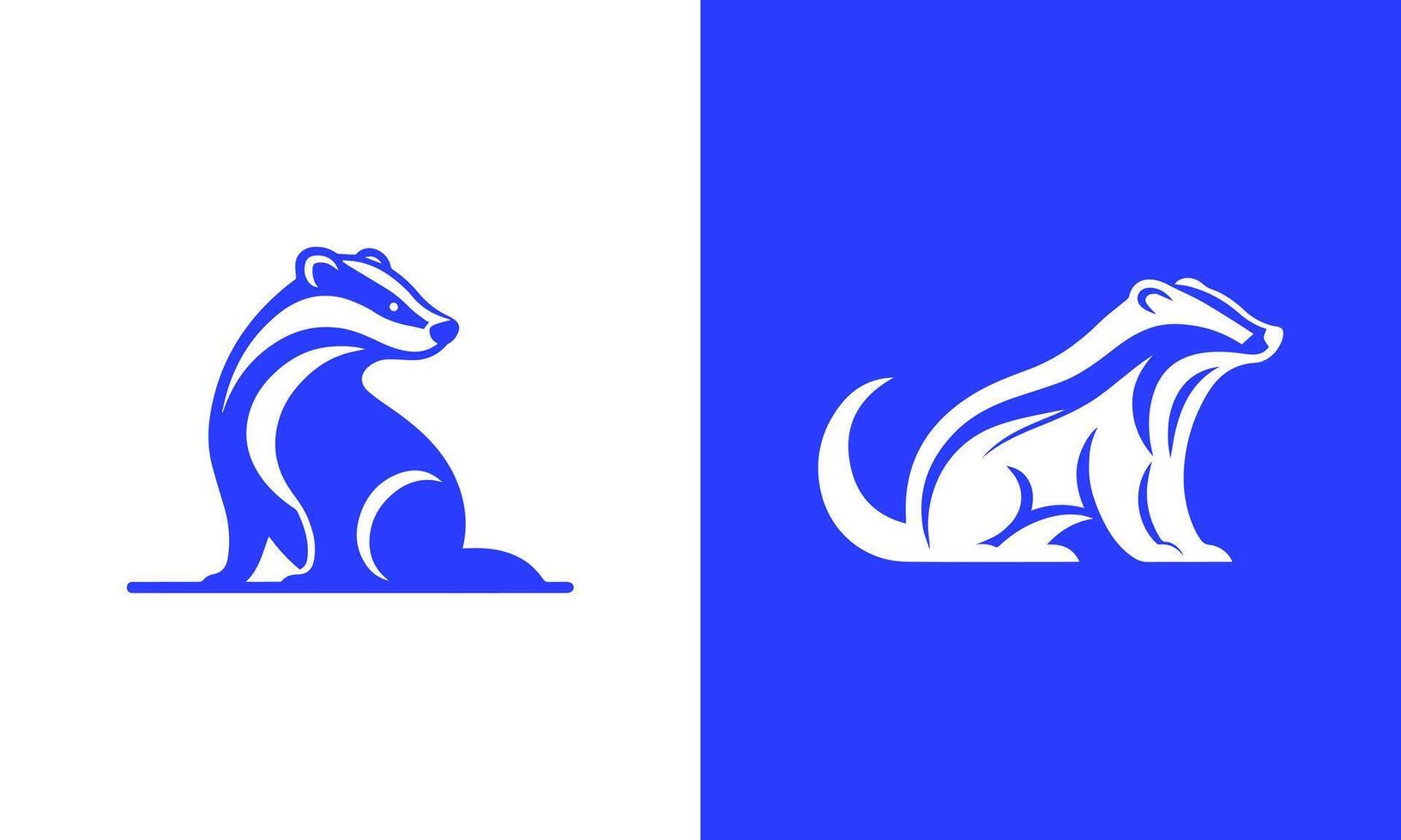 Stylized badger logo design in blue and white vector