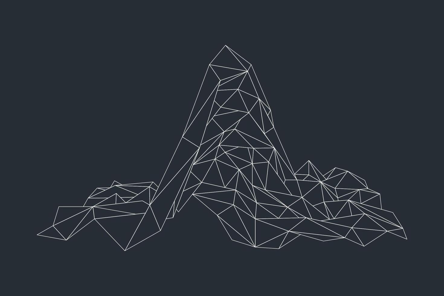 Abstract wireframe geometric objects with white linear triangles and polygons vector